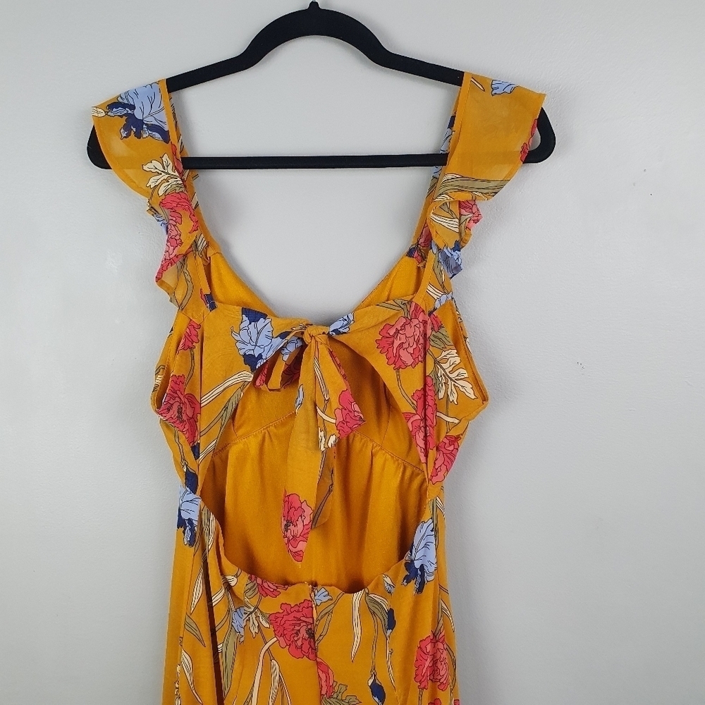 JAPANA Maxi Dress Open Back Floral Gold/Pinks/Blues Women's Size S‎ - Picture 6 of 12